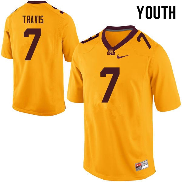 Youth #7 Damarius Travis Minnesota Golden Gophers College Football Jerseys Sale-Gold - Click Image to Close
